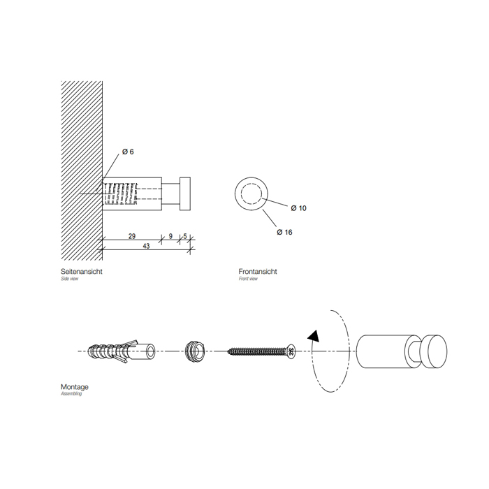Decor Walther Basic WH 1 Крючок, подвесной, цвет: хром