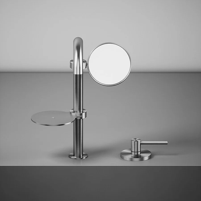 QuadroDesign Зеркало косметическое для излива или душевой штанги, цвет: Brushed Stainless Steel