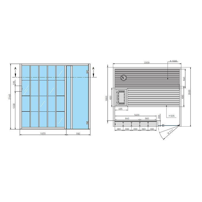 Effegibi Yoku S Shelf Био-Сауна 230x200х214см, угловая SX, цвет: черный орех