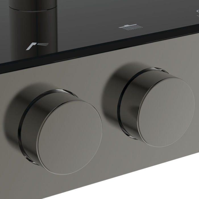 Ideal Standard Solos Душевая система с термостатическим смесителем, держатель для лейки, 3-функциональный (Rain, Silkrain, SecondSkin) круглый пластиковый верхний душ 30см., ручной душ 3-х фукциональный, шланг 175см., цвет: PVD Magnetic Grey