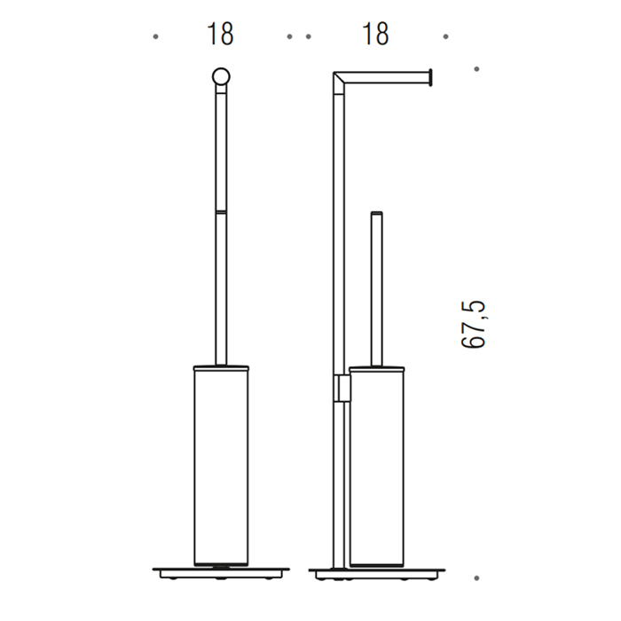 Colombo Mini Стойка напольная с держателем т/б, ерш H61,5cм D18cм, цвет:PVD нержавеющая сталь