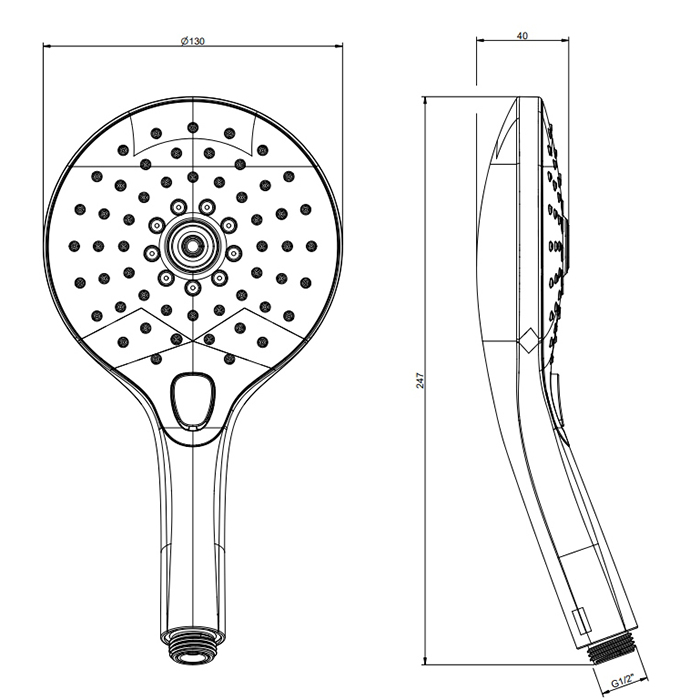 Gessi Emporio shower Ручной душ, с 3 режимами струи с защитой от накипи с кнопочным переключателем, цвет: Finox Brushed Nickel