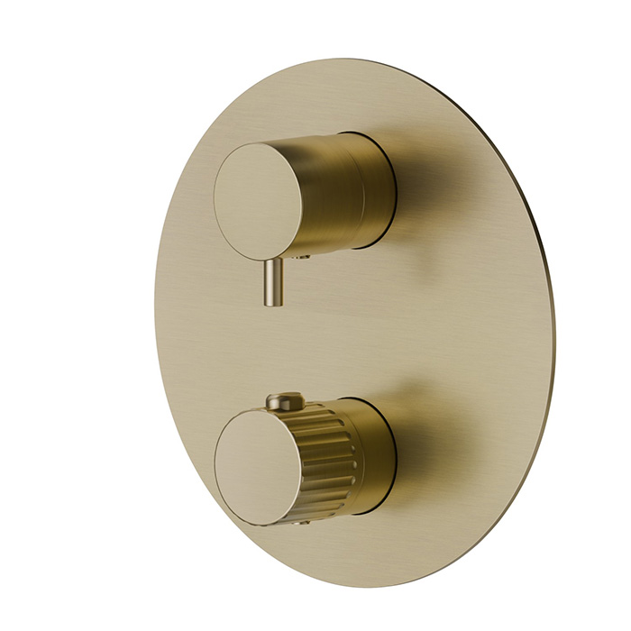 Newform Steel Line Смеситель для душа, встраиваемый, термостатический, цвет: pvd brushed pale gold