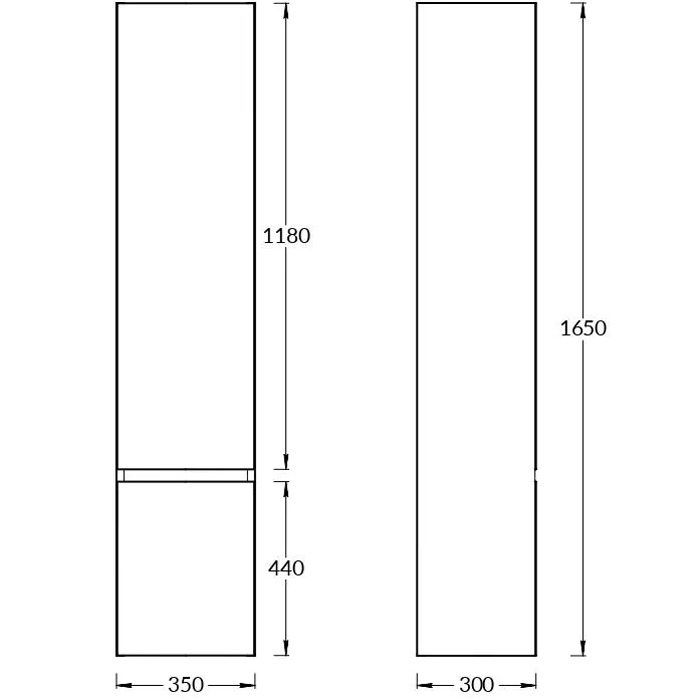 Kerama Marazzi Cubo Пенал подвесной, левый 165, цвет: белая матовая