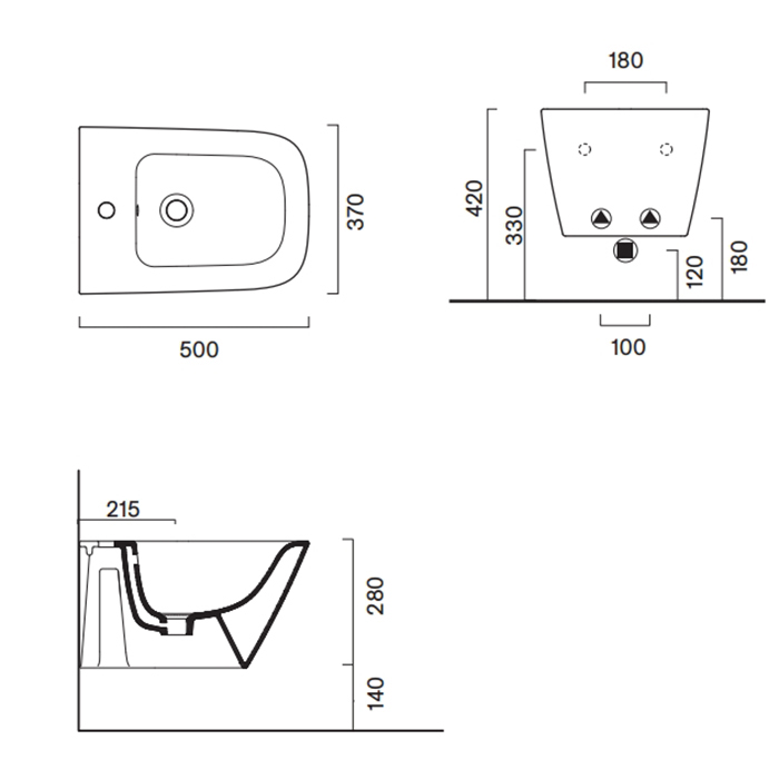Catalano Green Биде подвесное 50х37см, с 1 отв. под смеситель, цвет: белый глянцевый