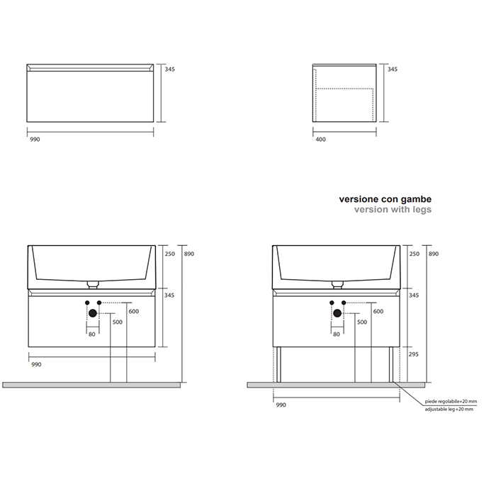 Kerasan Kanaal Тумба подвесная 100х46.5см, с 1 ящиком, цвет: Matt green