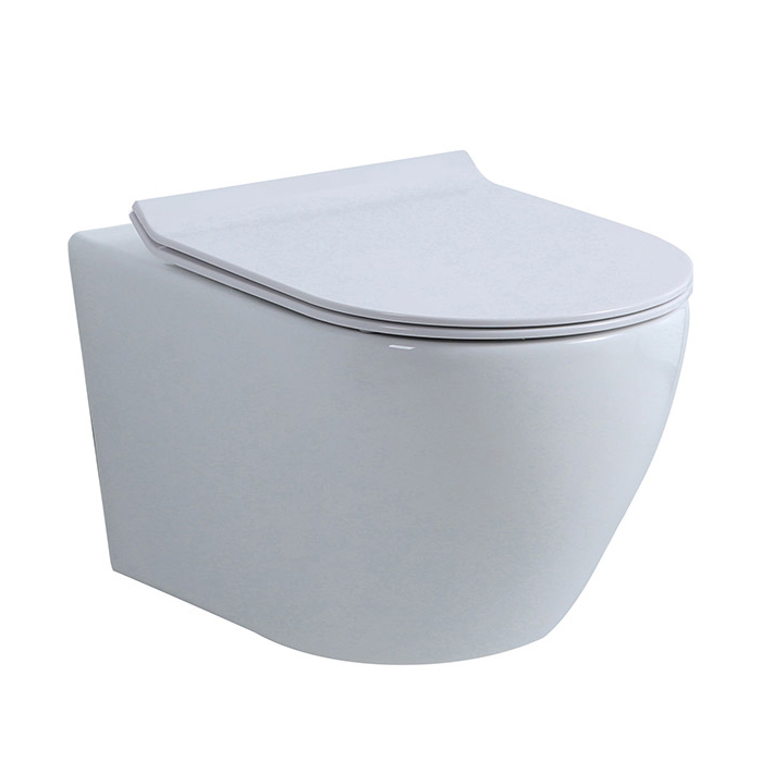 NEMO Унитаз 56x36см., подвесной, безободковый, сиденье микролифт, цвет: белый глянцевый