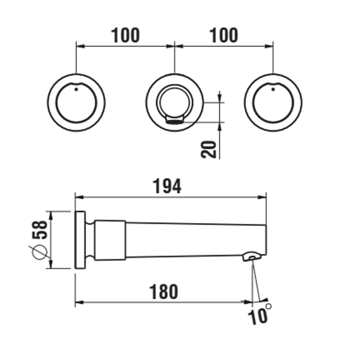 Laufen The New Classic Смеситель для раковины, настенный, для установки с Rough-In, цвет: хром