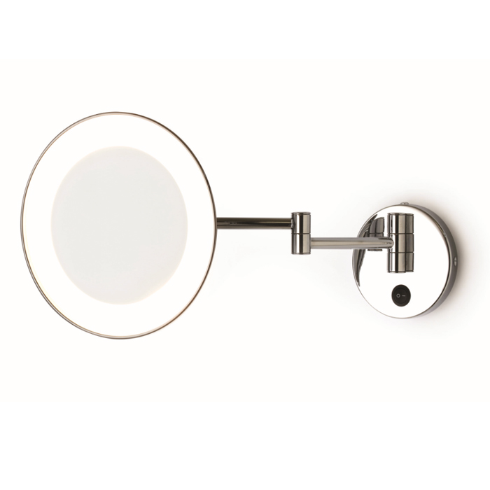 Bertocci Зеркало косметическое, настенное, круглое, LED-подсветка, выключ., 3-х кратное увелич., цвет: никель матовый