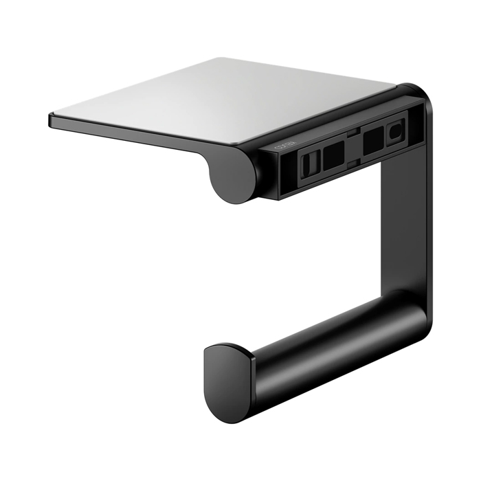 Keuco Plan Держатель т/б, подвесной, с полочкой, поворотный, открытый, цвет: черный матовый