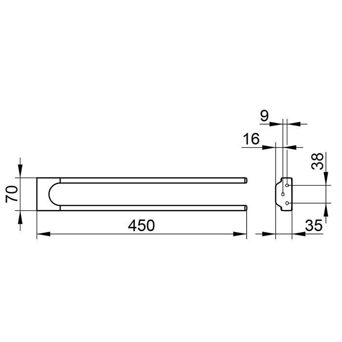 Keuco Collection Moll Полотенцедержатель, подвесной, двойной, цвет: хром