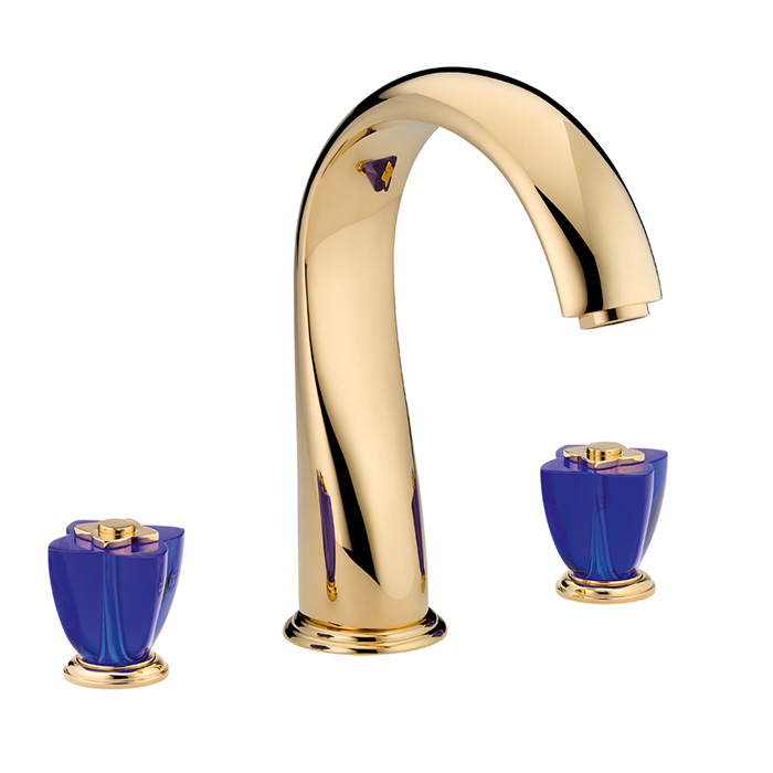 THG Pуtale de cristal bleu Смеситель для ванны, 3 отв., цвет: золото/синий хрусталь