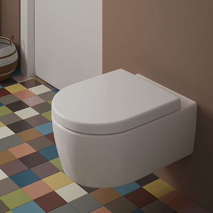 Villeroy&Boch Avento Сиденье для унитаза с микролифтом, цвет белый/нержавеющая сталь
