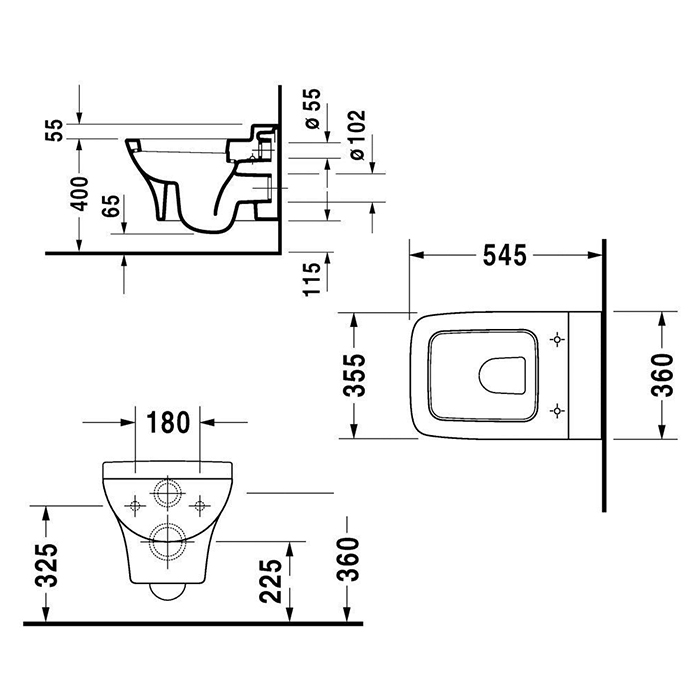 Duravit PuraVida Унитаз подвесной 54x35см, с креплением, цвет: белый глянец