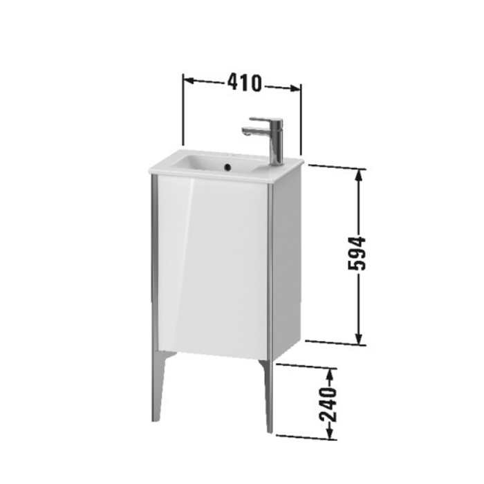 Duravit XViu Тумба напольная, 41x29x59.4см, с раковиной, 1 дверь, (петли слева), цвет: walnut dark/черный матовый