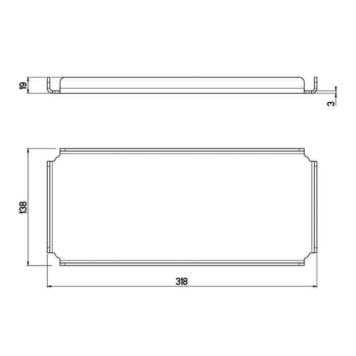 QuadroDesign Поднос 31.8х13.8х1.9см., подвесной, цвет: Brushed Stainless Steel