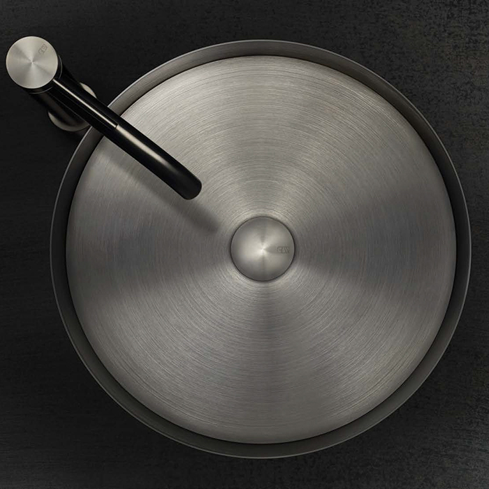 Gessi 316 Раковина 40 см, без отв., для установки на столешницу, без перелива, нержавеющая сталь, цвет: Steel brushed