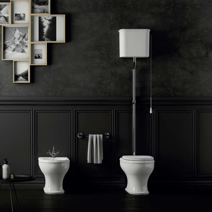 Azzurra Charme Унитаз напольный 52x40 см, 3L Water Saving, слив универсальный, сиденье микролифт, с креплением VFV, цвет: Bianco lucido