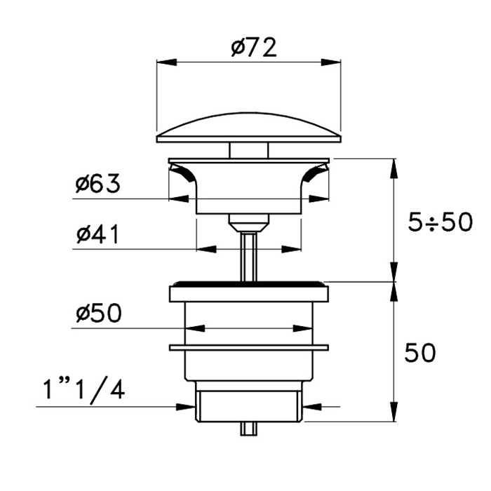 Stella Completamenti Донный клапан для раковин без перелива, цвет: черный матовый