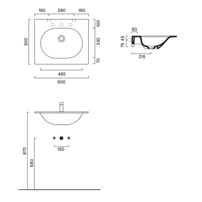 Catalano Sfera Раковина консоль 60x50см, без отв., цвет: белый глянцевый