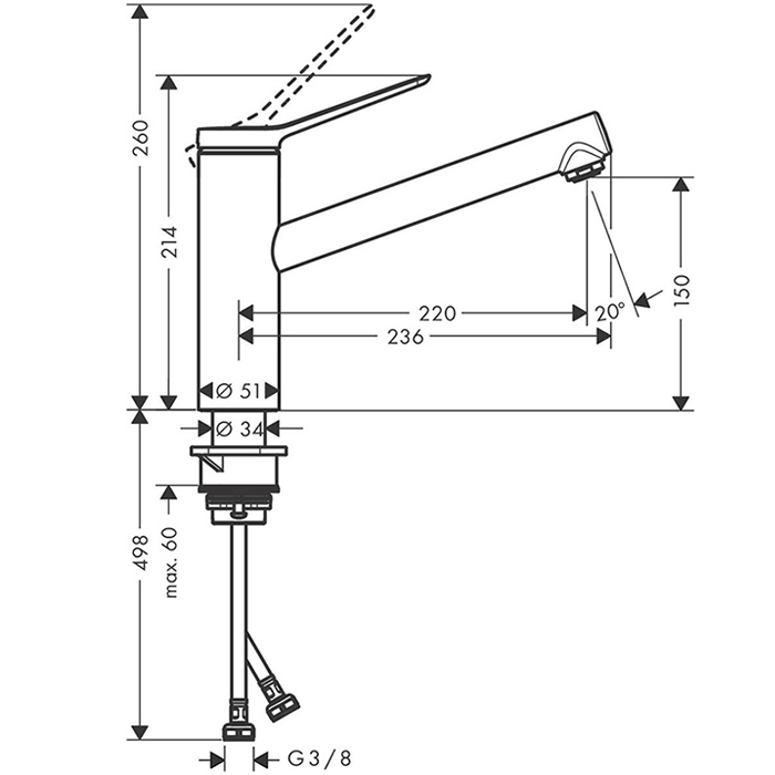 Hansgrohe Zesis Смеситель для кухни, 1 отв., 1jet,  цвет: нержавеющая сталь