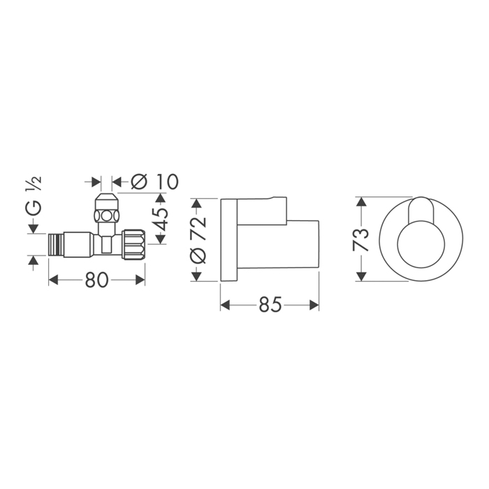 Axor Угловой вентиль, с декоративной накладкой, цвет: хром