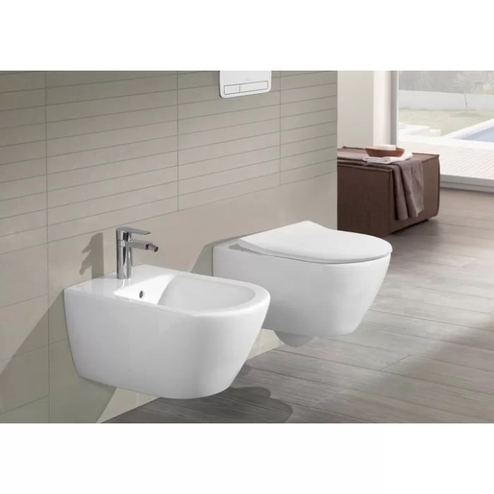 Villeroy&Boch Subway 2.0, Унитаз подвесной 370*560*365, безободковый, в комплекте сиденье SlimSeat, микролифт, цвет альпийский белый