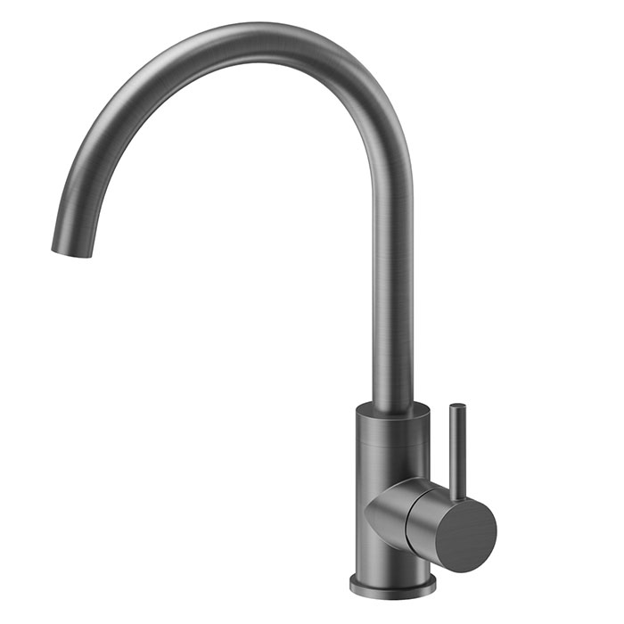 Newform Real Смеситель для кухни, на 1 отв., круглый излив, цвет: gun metal