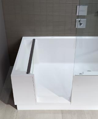 DURAVIT Shower + Bath Bathtub Ванна 170х75хh210.5.см, прямоугольная с входной дверью и душевой шторкой ЗЕРКАЛЬНОЙ, DX - правосторонняя, цвет: белый