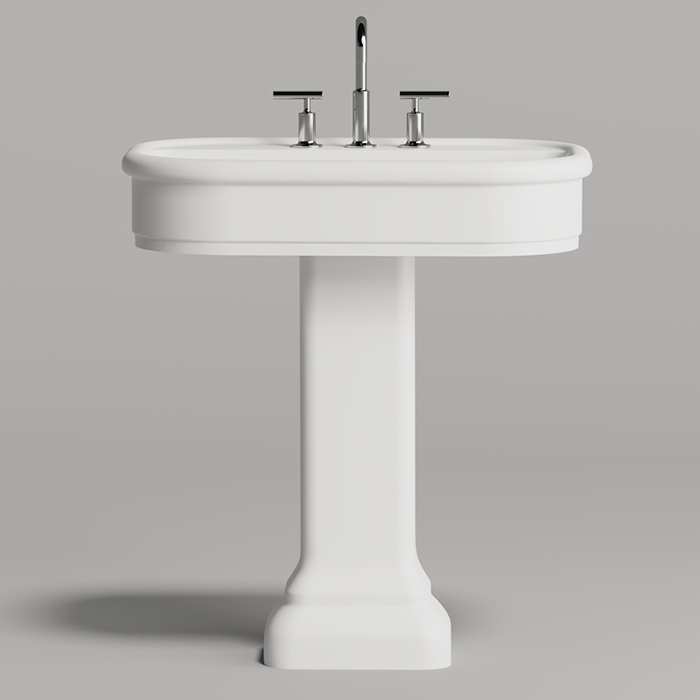 Salini Opera Раковина 75х50х16см., накладная, 3 отв., с пьедесталом, S-Sense, цвет: белый глянцевый