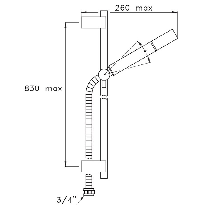 Stella Completamenti Ручной душ с выводом и держателем, цвет: антрацит PVD