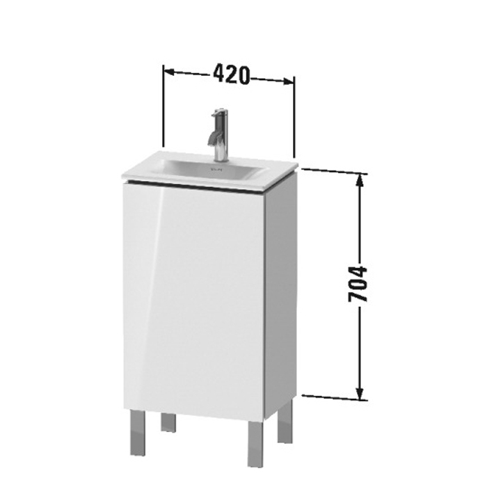 Duravit L-Cube База напольная 44x31.1x70.4см с раковиной, 1 стеклянная полка, 1 дверца, петли справа, цвет: глянцевый белый