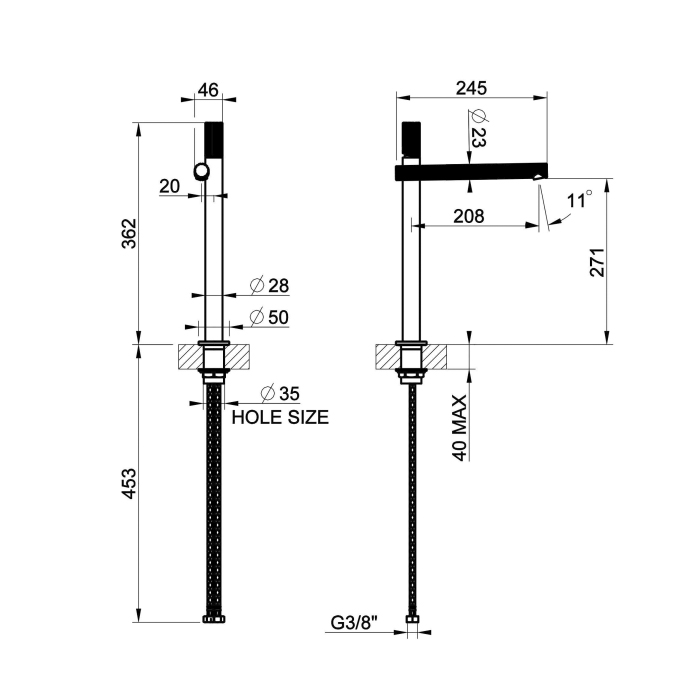 Gessi Incastri Смеситель для раковины, высокий, 1 отв., цвет: Copper Br. PVD