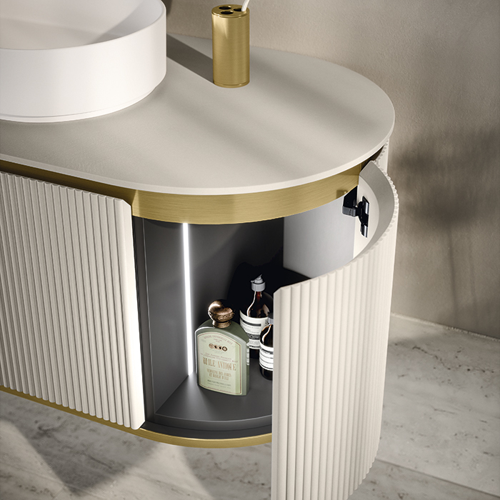 Oasis Naos Композиция №6 Комплект мебели 80х56xh45см, подвесной, мраморный топ, фурнитура латунь, зеркало, цвет: Corda elegance