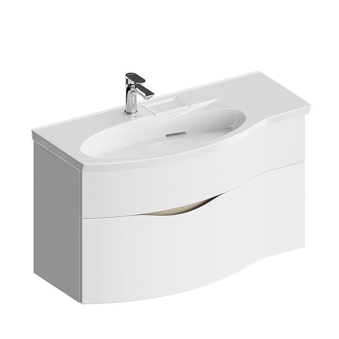 Kerama Marazzi Riva Тумба подвесная 100см, левая, с раковиной, цвет: белый матовый