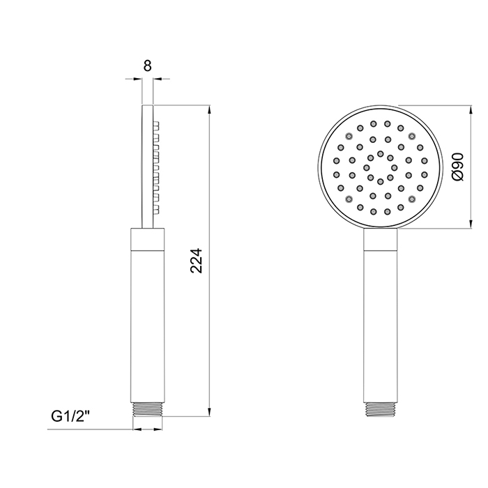 Almar Ручной душ, Posh D90см., с одним типом струи, цвет: оружейный металл брашированный PVD