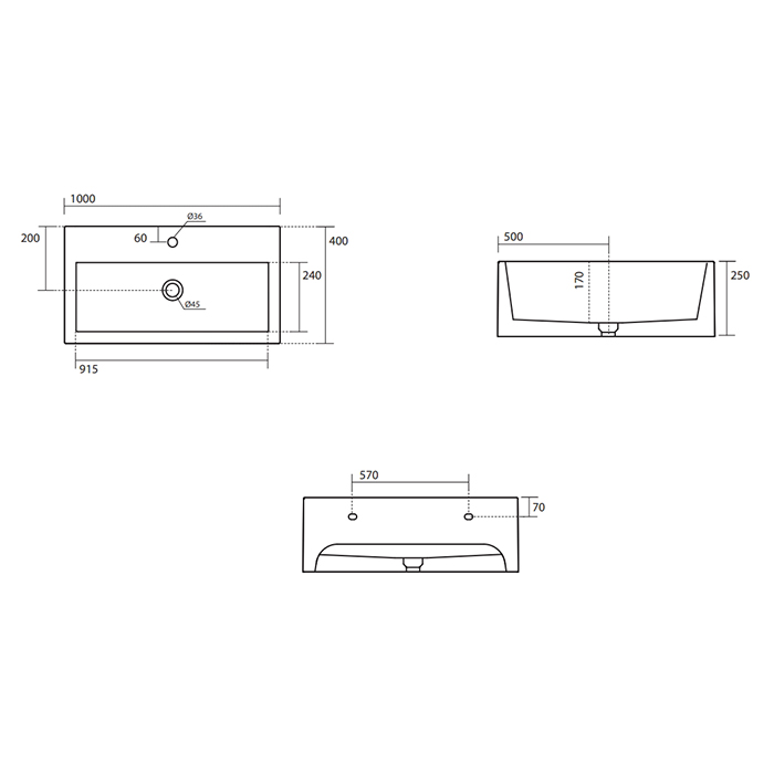 Kerasan Kanaal Раковина подвесная 100х40х25см., с 2 отв., цвет: Matt green