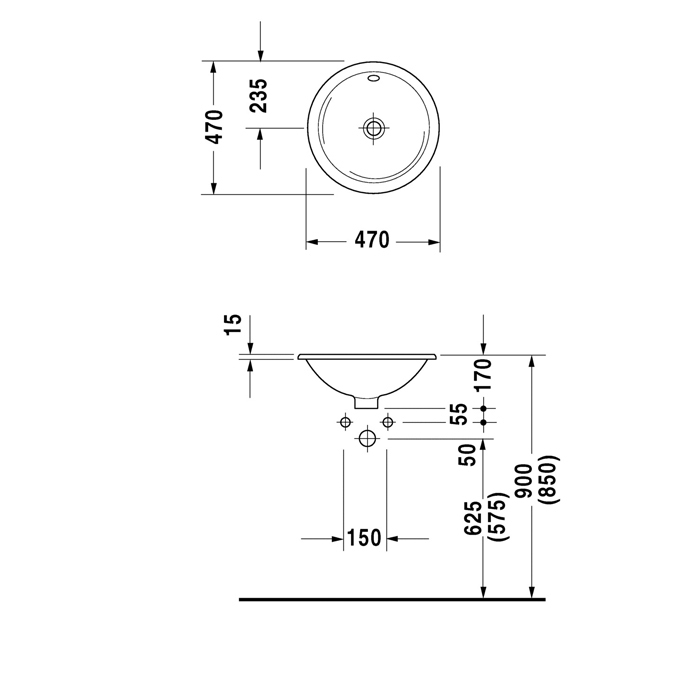 Duravit Architec Раковина встраиваемая сверху, без отв., цвет: белый