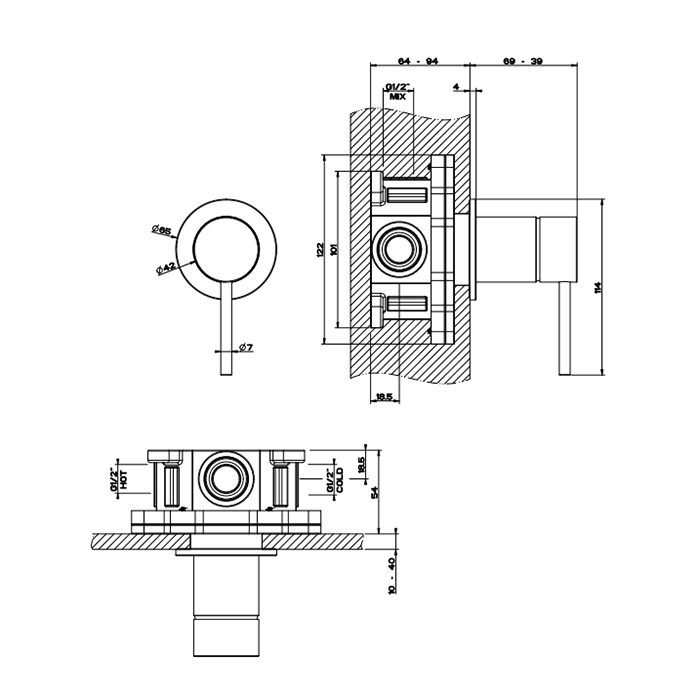 Gessi 316 Смеситель для душа, встраиваемый, цвет: Black XL