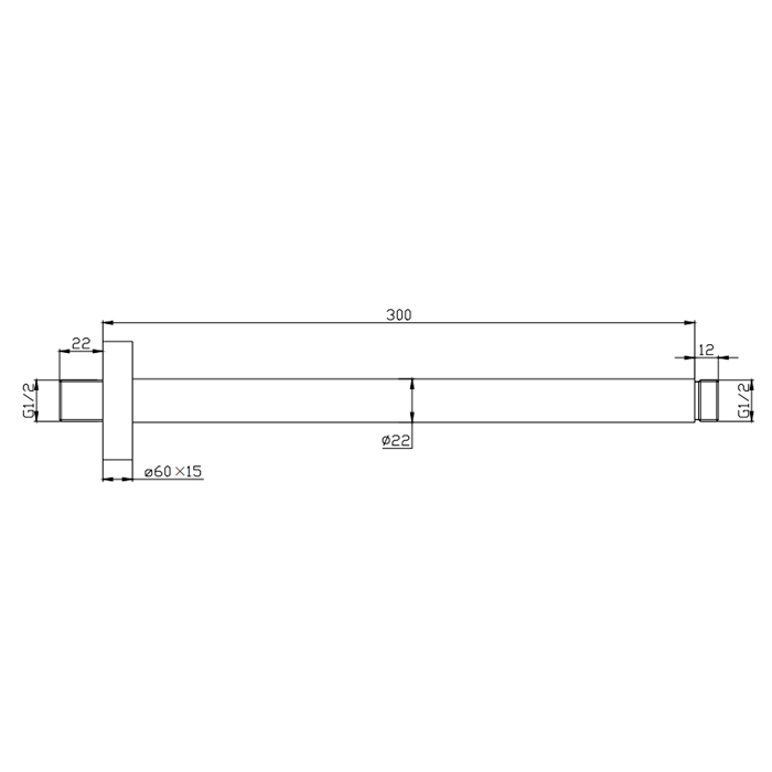NEMO Кронштейн для верхнего душа 30см., потолочный, цвет: хром