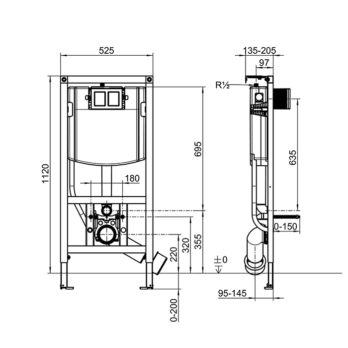 Villeroy&Boch ViConnect Инсталляция для подвесного унитаза 52.5х13.5хh112см.