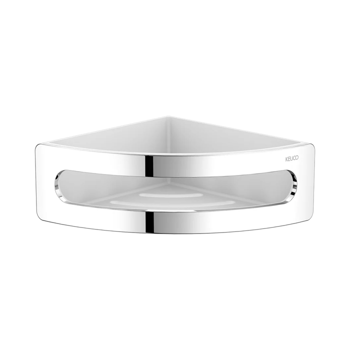 Keuco Elegance Полочка для душа, подвесная, угловая, цвет: белый/хром