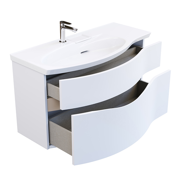 Kerama Marazzi Riva Тумба подвесная 100см, левая, с раковиной, цвет: белый матовый