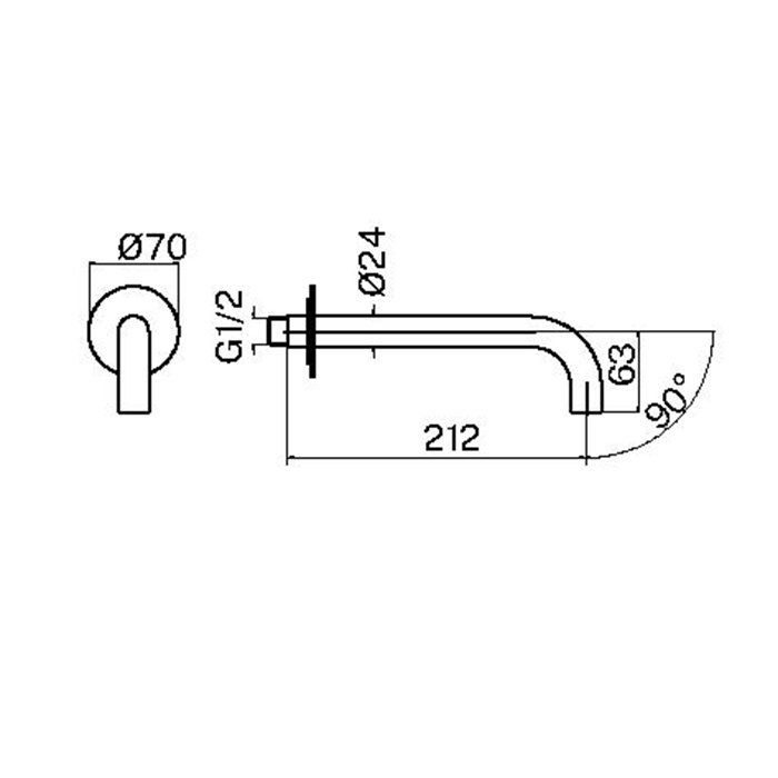 Plumberia Selection IXO Излив для раковины, настенный, длина 21см., цвет: медь брашированная