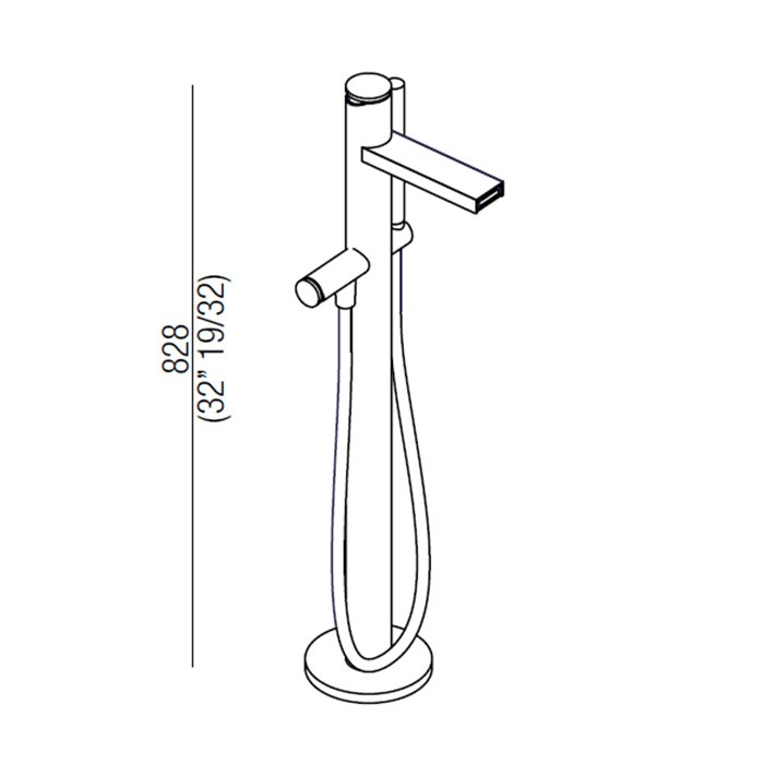Agape Sen Напольный смеситель для ванны с ручным душем, на 2 отв., высота: 82.8 см, излив: 48 см, цвет: черный