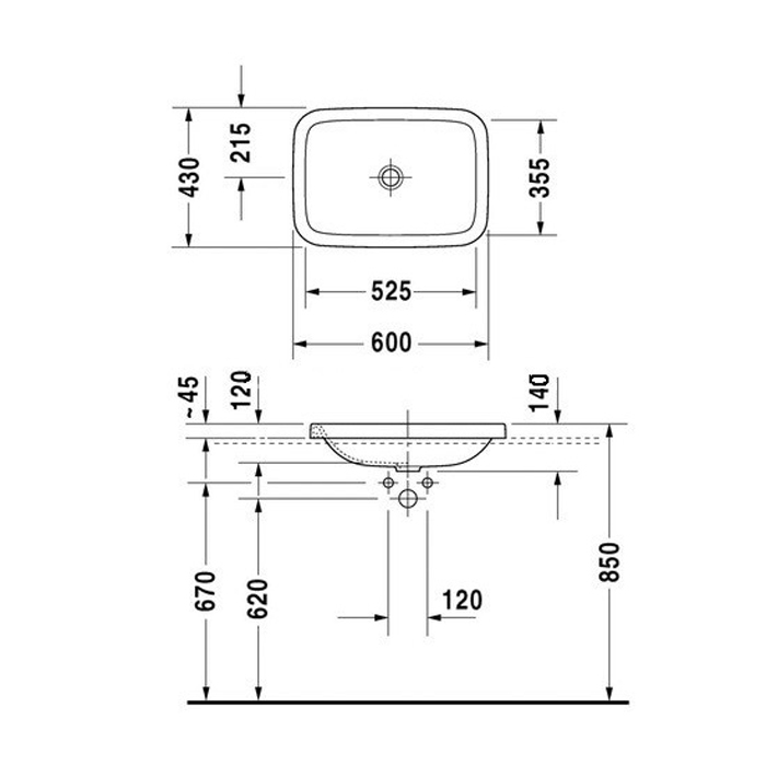 Duravit DuraStyle Раковина 43х43 см, без отв., цвет: белый