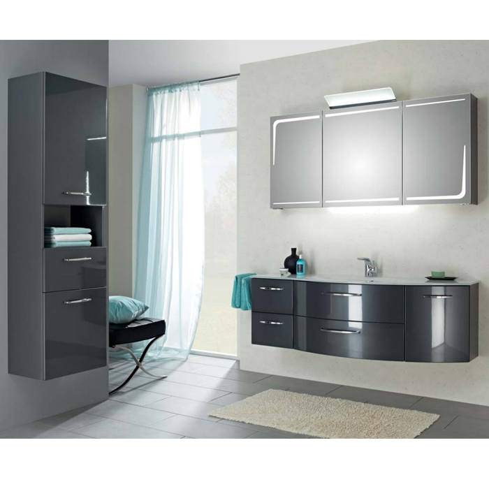 Pelipal Solitaire 7005 Комплект мебели  с зеркальным шкафчиком и светильником, 150см Цвет: антрацит