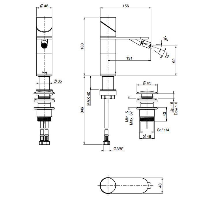 Fima Carlo Frattini Slide Смеситель для биде, 1 отв., цвет: Stainless Steel