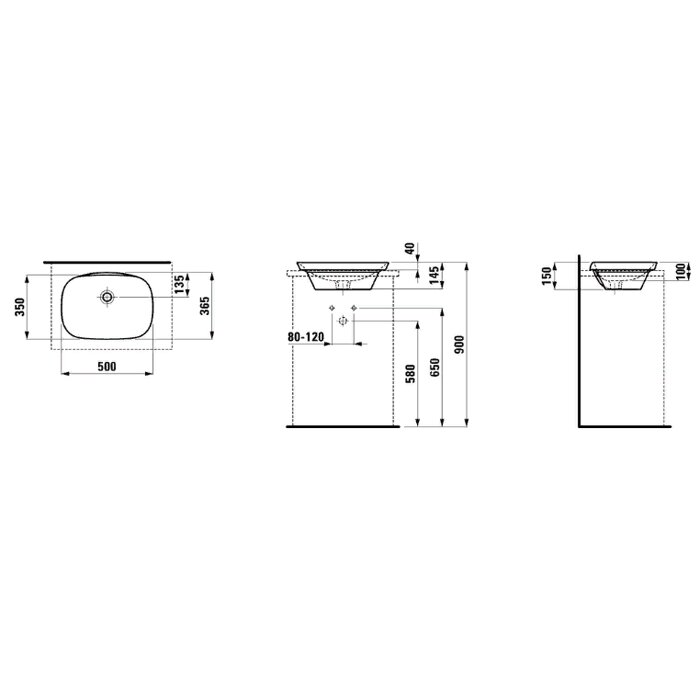 Laufen INO Раковина 50х36.5x4 см, без отв., покрытие LCC, цвет: белый
