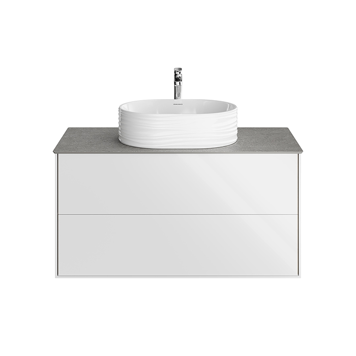 Kerama Marazzi PLAZA Modern Тумба подвесная 100x48см, 2 ящика, цвет: белый / дуб виченце